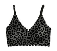 Soutien Gorge coton sans armature,Soutien Gorge sans Armature Femme Push Up Imprimé Léopard Fil à Bords Ondulés Brassiere Confortable Couverture Complète Brassière Amovibles Rembourrage Bustier