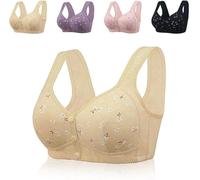 Soutien-gorge Daisy pour femmes âgées, soutien-gorge Daisy confortable, soutien-gorge pratique en coton boutonné sur le devant, soutien-gorge rembourré Daisy pour personnes âgées (42/95,Aprikose)