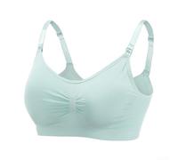 Soutien-gorge d'allaitement M-2XL à 3 crochets sans armatures, col profond, dos ouvert, sous-vêtements de maternité pour femmes enceintes (L vert clair)