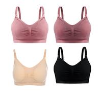 Soutien-gorge d'allaitement, Soutien-gorge d'allaitement Push-up Respirant sans Fil, Soutien-gorge d'allaitement Doux, Coussin Amovible, Lot de 4 pour la Lactation des Femmes (M)