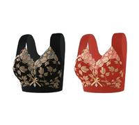 Soutien-gorge de compression grande taille gros seins montrant un soutien-gorge de petite taille mince sans armatures Soutien-gorge de compression en dentelle soutien-gorge 2PC pour femme, BK3., 4XL