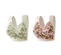 Soutien-gorge de compression grande taille gros seins montrant un soutien-gorge de petite taille mince sans armatures Soutien-gorge de compression en dentelle soutien-gorge 2PC pour femme, Lot de 2