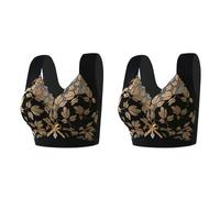 Soutien-gorge de compression grande taille gros seins montrant un soutien-gorge de petite taille mince sans armatures Soutien-gorge de compression en dentelle soutien-gorge 2PC pour femme, BK2., XXL