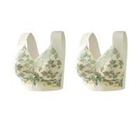 Soutien-gorge de compression grande taille gros seins montrant un soutien-gorge de petite taille mince sans armatures Soutien-gorge de compression en dentelle soutien-gorge 2PC pour femme, Vert, M