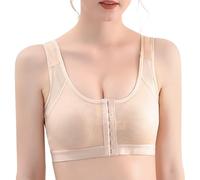 Soutien-Gorge De Compression Post-opératoire À Fermeture Avant Bra Correcteurs De Posture Grande Taille avec Effet Liftant pour Les Femmes Âgées Souffrant D'affaissement(Beige,4XL)