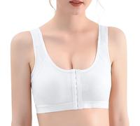 Soutien-Gorge De Compression Post-opératoire À Fermeture Avant Bra Correcteurs De Posture Grande Taille avec Effet Liftant pour Les Femmes Âgées Souffrant D'affaissement(White,5XL)