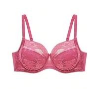 Soutien-gorge de mariée intime élégant en dentelle, avec armatures, sans rembourrage, respirant et offrant un soutien pour les courbes. Couleur bordeaux, couvrance intégrale pour femmes en taille fort