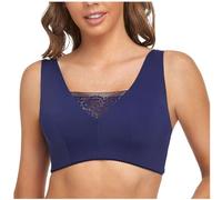 Soutien-gorge de mastectomie à couverture complète soutien-gorge de sport post-chirurgical quotidien avec poches de prothèse mammaire for femmes soutiens-gorge sans fil ( Color : Blue , Size : L/Large