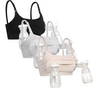 Soutien-gorge de pompage 4 en 1 mains libres, soutien-gorge de pompage réglable et d'allaitement avec EasyClip pour tous les tire-lait en coton, noir, beige, gris, XL