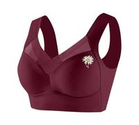 Soutien-gorge de sport à une épaule pour fille - Sous-vêtements fins - Pliage latéral - Soutien-gorge réglable - Grande taille, bordeaux, L