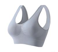 Soutien-gorge de sport de course pour femme avec coussin de poitrine et élasticité modérée, convient pour les loisirs, les vacances, le quotidien et les boîtes de nuit en toutes saisons (M, gris)