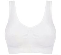 Soutien-gorge de sport double couche pour femme, sans couture, dos ouvert, idéal pour un style de vie actif (taille L, blanc)