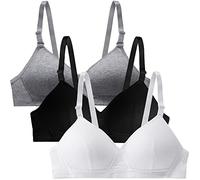 Soutien-gorge de sport en coton pour filles - Sans armature, bretelles détachables et ajustables - Lot de 3 bralettes taille A