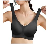 Soutien-Gorge de Sport en Tissu gelée Super Doux, sans Couture, Confortable, sans retenue, Respirant, Beau Soutien-Gorge de Sport (Black, 60-85KG)