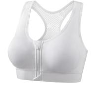 Soutien-Gorge de Sport Femme sans Armature - Fermeture Éclair Devant, Dos Croisé Mesh Respirant, Effet Push-Up Léger - Maintien Modéré Full Coverage pour Fitness, Course, Yoga