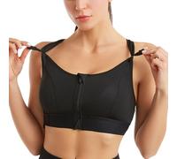 Soutien Gorge de Sport Femmes Bretelles Réglables Bretelles Réglables Zippée Devant Dos Croisées Brassière sans Armature Maintien Fort pour Course Fitness Gym