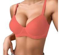 Soutien-gorge de sport fin, uni, confortable, respirant, avec armatures, soutien-gorge push-up à trois rangées, Orange, 90B