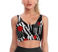 Soutien-Gorge de Sport imprimé Drapeau américain pour Femmes, Haut Court sans Manches, Yoga, Volley-Ball