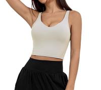 Soutien-Gorge de Sport Long sans Armatures pour Femmes, rembourré avec Maintien Moyen Soutien Gorge Brassiere Femme Noir Crop Top Noire (White, M)