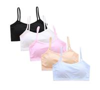 Soutien-gorge de sport pour adolescent sans fil avec inserts/inserts amovibles amovibles Dos en U Haut pour l'école pour filles de 10 à 16 ans, Lot de 4, 30-34A