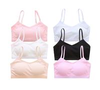 Soutien-gorge de sport pour adolescents confortable avec rembourrage fixe/rembourré ferme soutien léger pour l'entraînement et la vie quotidienne école pour adolescents de 10 à 16 ans, Lot de 6, 30