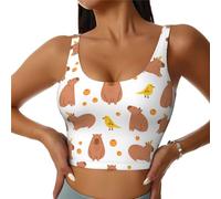 Soutien-gorge de sport pour femme à soutien élevé - Capybaras Bird Orange - Débardeur d'entraînement doux athlétique pour femme, noir, Taille XL