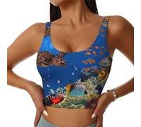 Soutien-gorge de sport pour femme à soutien élevé - Débardeur d'entraînement court doux et athlétique coloré pour femme, Noir/blanc, XXL