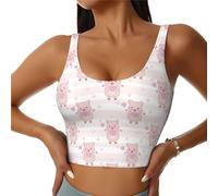 Soutien-gorge de sport pour femme - Amour de dessin animé - Cochon mignon - Entraînement - Débardeur ventre nu - Dos nu - Soutien-gorge de sport - Haut de course à pied, Noir , M