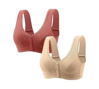 Soutien-gorge de sport pour femme avec boutons-pression sur le devant pour personnes âgées - Couverture complète - Fermeture facile - Soutien élevé, blanc, M