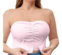 Soutien-gorge de sport pour femme avec fermeture avant post-chirurgicale compression quotidienne avec bande de soutien amovible, rose clair, 3XL
