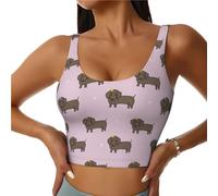 Soutien-gorge de sport pour femme, débardeur court d'entraînement amusant pour teckel, chien, chiot, amour, dos en U, haut athlétique, noir, Taille M