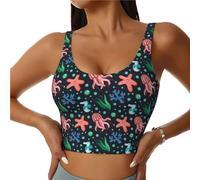 Soutien-gorge de sport pour femme, débardeur court d'entraînement du monde sous-marin, soutien-gorge de sport dos en U, Noir/blanc, XL
