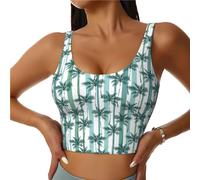 Soutien-gorge de sport pour femme, débardeur court d'entraînement Palm Tree_AF, soutien-gorge de sport dos en U, Noir/blanc, L