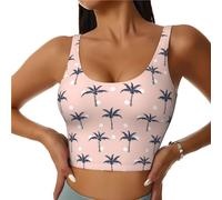 Soutien-gorge de sport pour femme, débardeur court d'entraînement Palm tree_G, soutien-gorge de sport dos en U, noir, Taille L