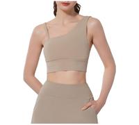 Soutien-gorge de sport pour femme, haute résistance, résistant aux chocs, soutien-gorge de yoga affaissé avec rembourrage, design élégant à une épaule, fitness, danse, dos ouvert et bustier pour femme