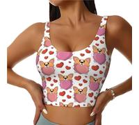 Soutien-gorge de sport pour femme, joli chien corgi drôle d'amour rouge et rose, débardeur court d'entraînement, soutien-gorge de sport dos en U, Noir/blanc, M