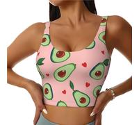 Soutien-gorge de sport pour femme, joli débardeur d'entraînement court avec motif feuilles d'amour rouge avocat, dos en U, Noir/blanc, M