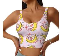 Soutien-gorge de sport pour femme, joli débardeur d'entraînement en forme de banane et étoile d'amour, soutien-gorge de sport dos en U, Noir/blanc, L
