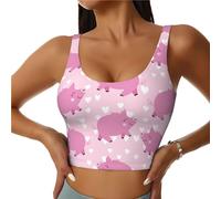 Soutien-gorge de sport pour femme, rose mignon cochon amour, débardeur court d'entraînement, soutien-gorge de sport en U dans le dos, Noir/blanc, XXL