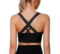 Soutien-gorge de sport pour femme, soutien élevé, dos croisé, rembourré, à bretelles, avec bonnets amovibles, haut d'entraînement et de yoga, A-noir, Taille XL