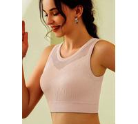 Soutien-Gorge De Sport Pour Femmes,À Haute Intensité,Fitness,Course À Pied,Absorbant Les Chocs,Dos Intégré,Style Gilet Rassemblant Et Anti-Affaissement.Apricot Color.Taille Unique