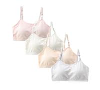 Soutien-gorge de sport pour fille confortable avec bretelles réglables, antidérapant, pour l'entraînement et la vie quotidienne, l'école, âge 10-16 ans, Lot de 4, 30-34A