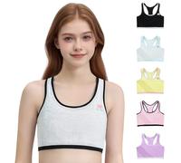 Soutien-gorge de sport pour filles, camisole de développement de la puberté, gilet anti-exposition avec coussinets amovibles, sous-vêtement confortable sans armatures avec bretelles antidérapantes