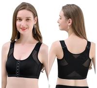 Soutien-gorge De Sport Réglable À Boucle Avant For Femme, Sans Anneau En Acier, Résistant Aux Chocs, For Le Fitness, Le Yoga, La Course À Pied, Bonnet 3/4(Black,5XL)