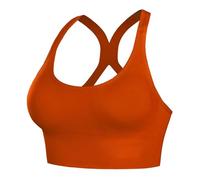 Soutien-Gorge de Sport rembourré Amovible sans Coutures, Soutien-Gorge croisé dans Le Dos for Le Yoga et Le Fitness(Orange,L)