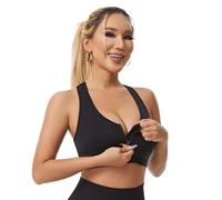 Soutien-gorge de sport rembourré avec fermeture éclair sur le devant pour femme - Sans armatures - Respirant - Trou post-chirurgie - Soutien-gorge de yoga avec bonnets amovibles
