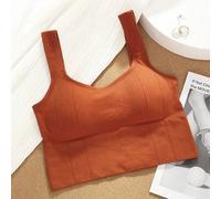 Soutien-Gorge De Sport Respirant Anti-Transpiration Haut De Fitness Femmes Soutien-Gorge De Yoga Sans Couture Antichoc Haut Court Push Up Soutien-Gorge De Sport Haut D'entraînement.Orange.One Size Fo