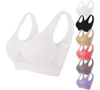Soutien-gorge de sport respirant et frais - Grande taille - En maille respirante et confortable - Pour femme - Soutien-gorge confortable sans armatures - Soutien complet, blanc, taille unique