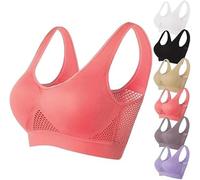 Soutien-gorge de sport respirant et frais - Grande taille - En maille respirante et confortable - Pour femme - Soutien-gorge confortable sans armatures - Soutien complet, Rouge, taille unique