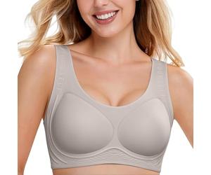 Soutien-gorge de sport sans armatures doux sans coutures avec col en V profond Bralette BHS classique avec large sangle Soutien-gorge confortable rembourré, kaki, XXL